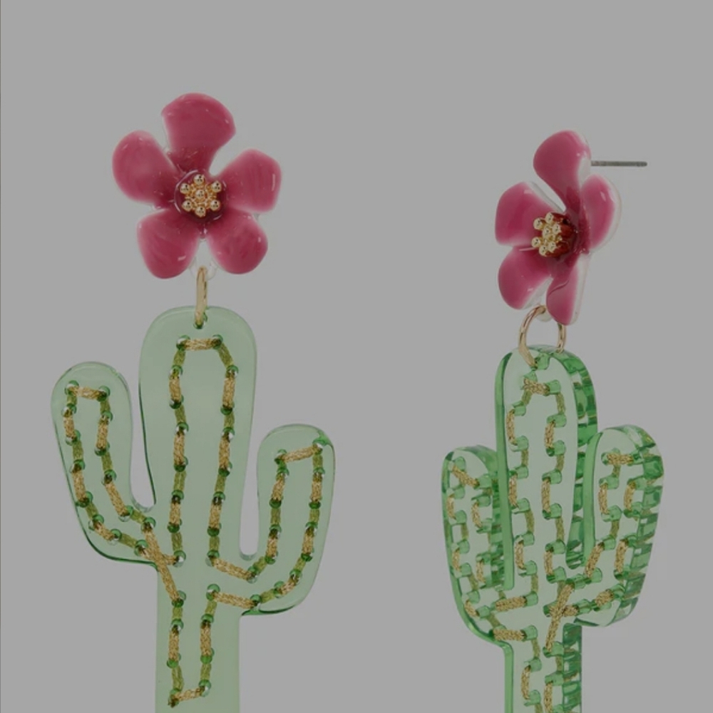 Betsey Johnson HOLA TO LOVE CACTUS DROP EARRINGS NWT